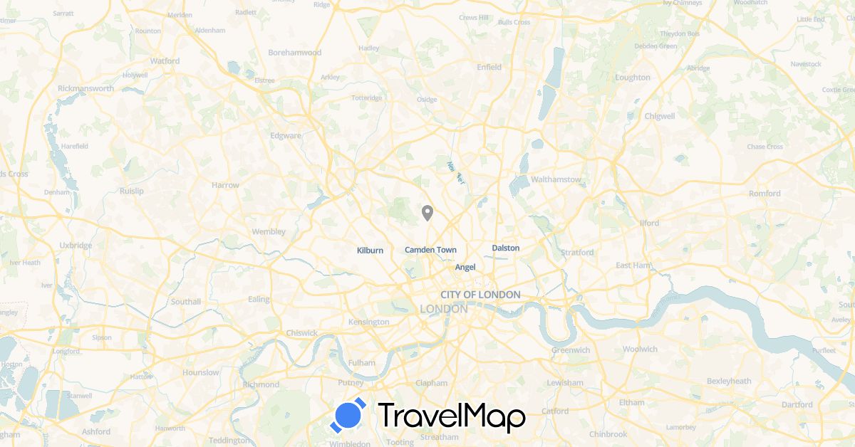 TravelMap itinerary: plane in United Kingdom (Europe)